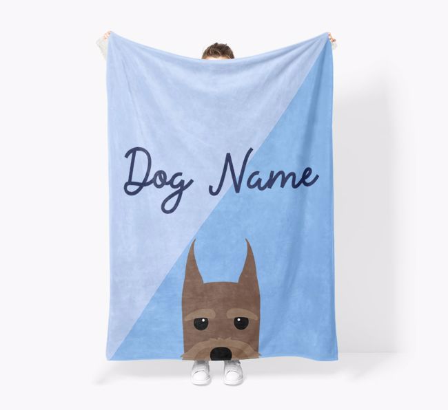 Peeking Name: Personalized {breedFullName} Premium Sherpa Fleece Blanket